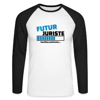 futur juriste - T-shirt baseball manches longues Homme - blanc/noir - Devant - Nik (191cm)