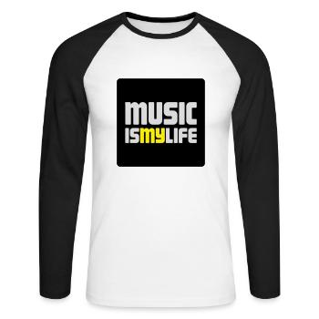 music i smy life - Unisex Long Sleeve Baseball T-Shirt - white/black - Front - Nik (191cm)
