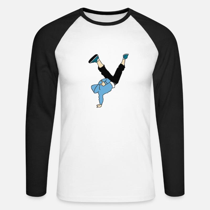 Breakdance-Tänzer - Unisex Baseballshirt langarm - Weiß/Schwarz