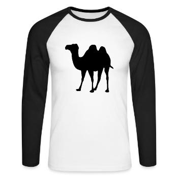 Das Kamel aus Marokko - Unisex Baseballshirt langarm - Weiß/Schwarz - Vorne - Nik (191cm)