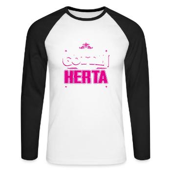 HERTA - Göttin - Unisex Baseballshirt langarm - Weiß/Schwarz - Vorne - Nik (191cm)