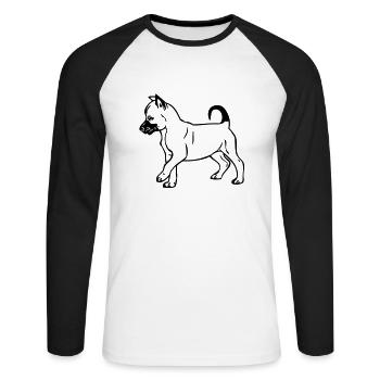 malinois - www.dog-power.nl - Unisex Baseballshirt langarm - Weiß/Schwarz - Vorne - Nik (191cm)