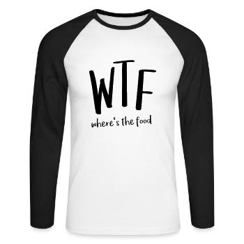 WTF - Unisex Baseballshirt langarm - Weiß/Schwarz - Vorne - Nik (191cm)