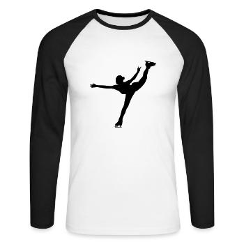 Ice Skating female - T-shirt baseball manches longues Homme - blanc/noir - Devant - Nik (191cm)