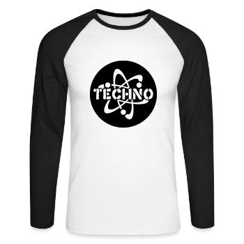 Techno__V005 - Unisex Long Sleeve Baseball T-Shirt - white/black - Front - Nik (191cm)