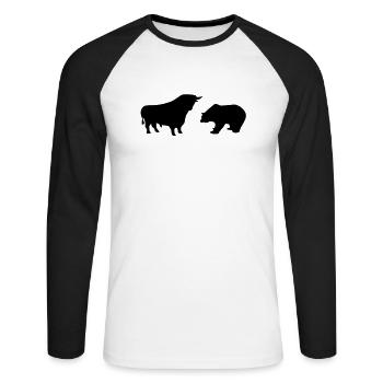 Bear bull - Unisex Long Sleeve Baseball T-Shirt - white/black - Front - Nik (191cm)