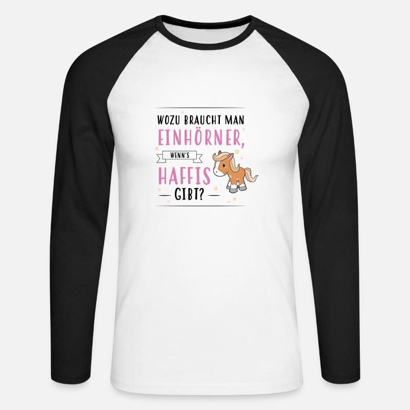 Wozu Einhörner Haflinger - Unisex Baseballshirt langarm - Weiß/Schwarz