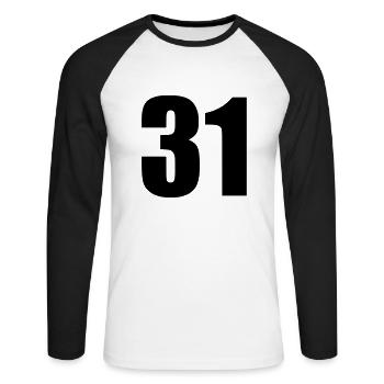 31 - T-shirt baseball manches longues Homme - blanc/noir - Devant - Nik (191cm)