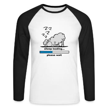 sheep loading - Unisex Long Sleeve Baseball T-Shirt - white/black - Front - Nik (191cm)