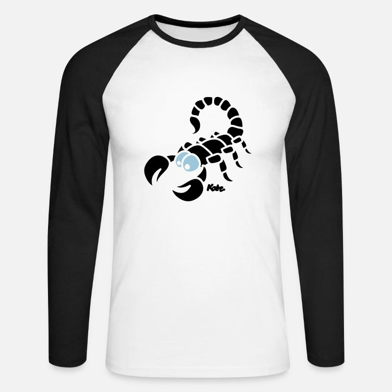 Skorpion (2c) - Scorpio - Unisex Baseballshirt langarm - Weiß/Schwarz