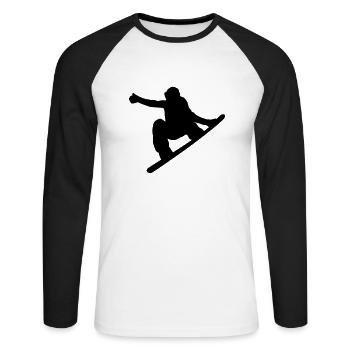 snowboarding - Unisex Baseballshirt langarm - Weiß/Schwarz - Vorne - Nik (191cm)