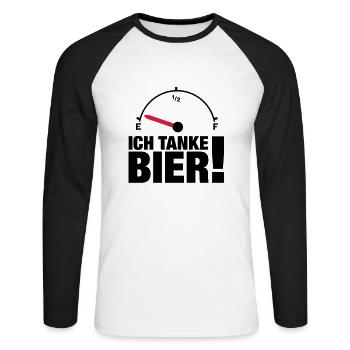 ich_tanke_bier__f2 - Unisex Baseballshirt langarm - Weiß/Schwarz - Vorne - Nik (191cm)