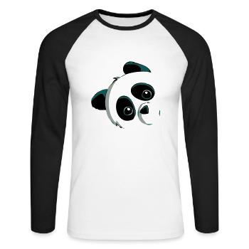 Tête de panda - T-shirt baseball manches longues Homme - blanc/noir - Devant - Nik (191cm)