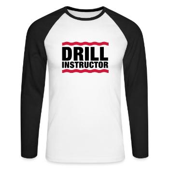 drill_instructor__f2 - Unisex Baseballshirt langarm - Weiß/Schwarz - Vorne - Nik (191cm)