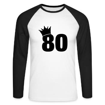 80_krone_f1 - Unisex Baseballshirt langarm - Weiß/Schwarz - Vorne - Nik (191cm)