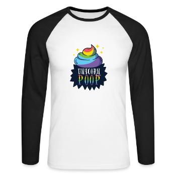 Einhorn unicorn poop - Unisex Baseballshirt langarm - Weiß/Schwarz - Vorne - Nik (191cm)