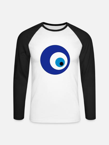 mavi boncuk - Unisex Baseballshirt langarm - Weiß/Schwarz