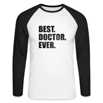 Docteur meilleur docteur Docteur Medic cadeau - T-shirt baseball manches longues Homme - blanc/noir - Devant - Nik (191cm)