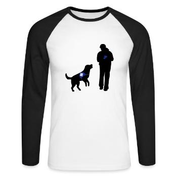 Hund wartet auf Bestätigung - Unisex Baseballshirt langarm - Weiß/Schwarz - Vorne - Nik (191cm)