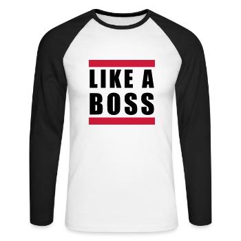 like a boss - Unisex Long Sleeve Baseball T-Shirt - white/black - Front - Nik (191cm)