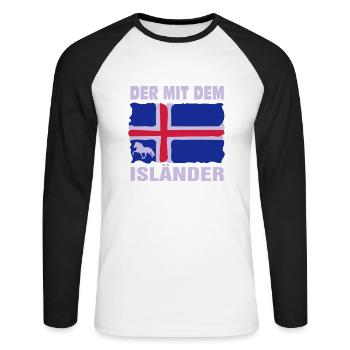 Der mit dem Isländer - Unisex Baseballshirt langarm - Weiß/Schwarz - Vorne - Nik (191cm)
