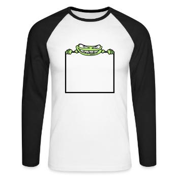 frog shield hide frame text write mau - Unisex Long Sleeve Baseball T-Shirt - white/black - Front - Nik (191cm)