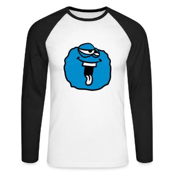 cercle de balle autour du visage de rire monstre de tête drôle - T-shirt baseball manches longues Homme - blanc/noir - Devant - Nik (191cm)