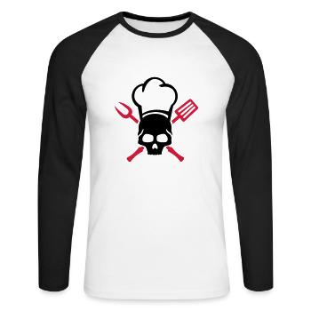 grillen__totenkopf_skull_2__f2 - Unisex Long Sleeve Baseball T-Shirt - white/black - Front - Nik (191cm)