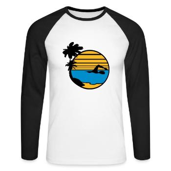 palms island vacation vacation sun beach swimming - Unisex Long Sleeve Baseball T-Shirt - white/black - Front - Nik (191cm)