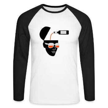 Loading - Unisex Baseballshirt langarm - Weiß/Schwarz - Vorne - Nik (191cm)