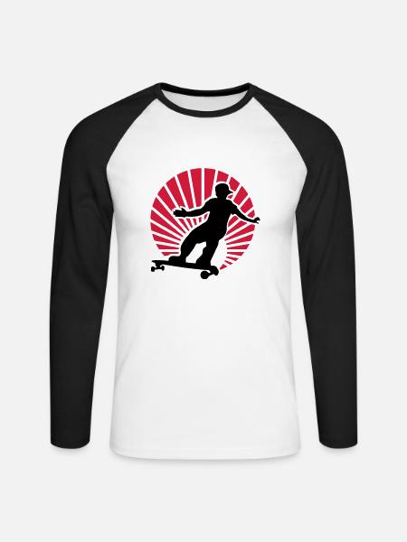 longboard - Unisex Long Sleeve Baseball T-Shirt - white/black