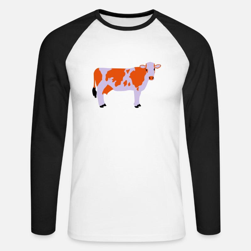 Vacche 3 - Maglia da baseball a manica lunga da uomo - bianco/nero