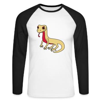 lézard gecko serpent reptile - T-shirt baseball manches longues Homme - blanc/noir - Devant - Nik (191cm)