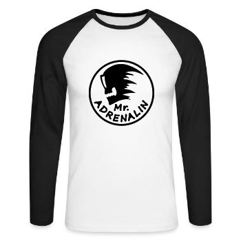 mr_adrenalin_l - Unisex Long Sleeve Baseball T-Shirt - white/black - Front - Nik (191cm)