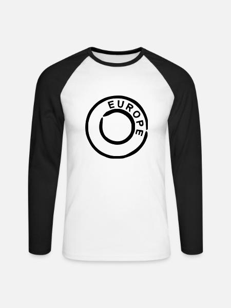 Europe - Europa - Unisex Baseballshirt langarm - Weiß/Schwarz
