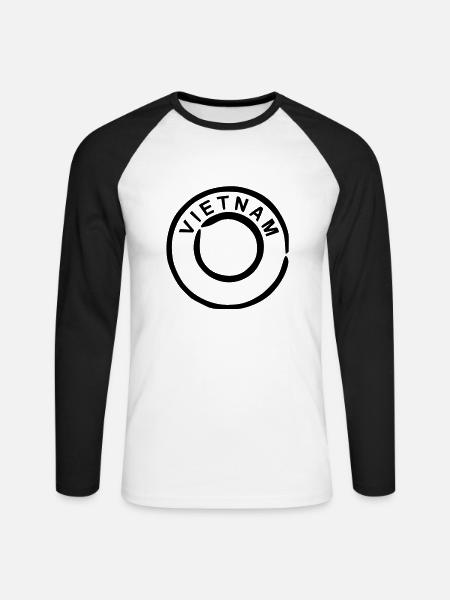 Vietnam - Unisex Baseballshirt langarm - Weiß/Schwarz