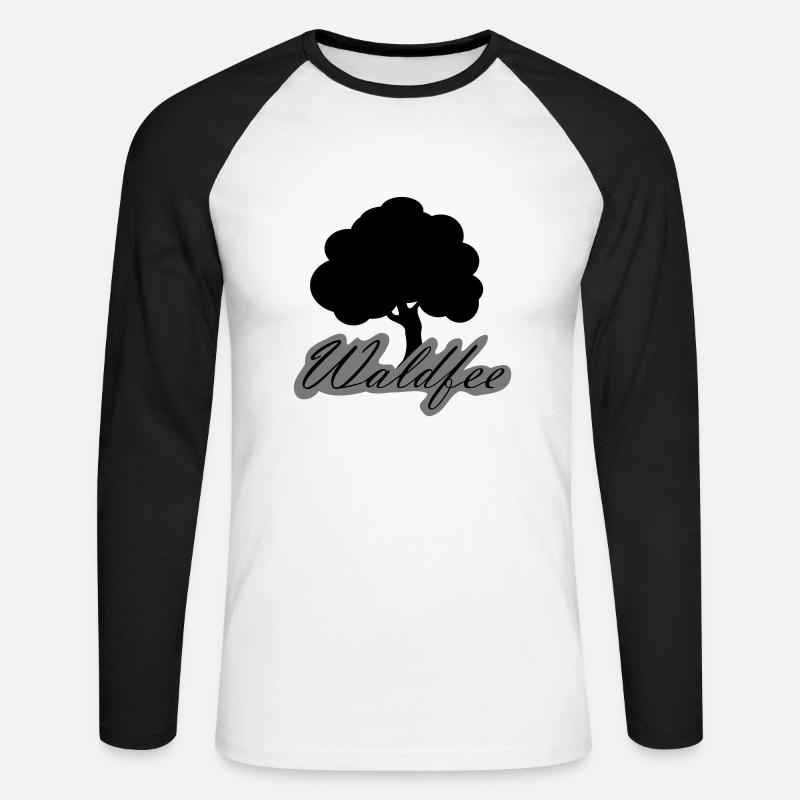 Waldfee wald fee baum 2c - Unisex Baseballshirt langarm - Weiß/Schwarz