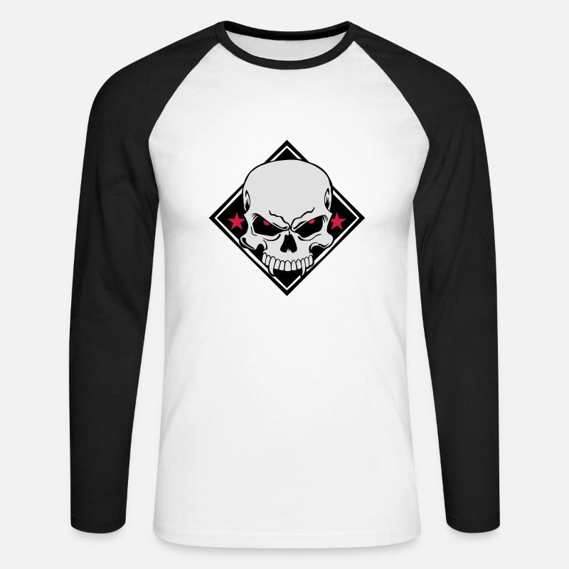 Evil Skull - Unisex Baseballshirt langarm - Weiß/Schwarz