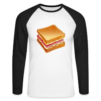 sandwich kawaii.png - T-shirt baseball manches longues Homme - blanc/noir - Devant - Nik (191cm)