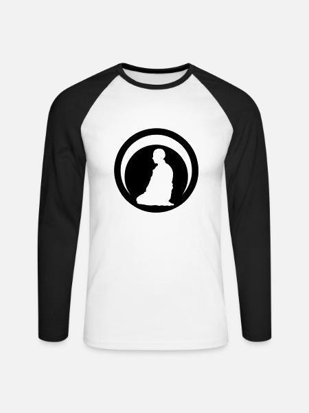 Japanische Kampfkunst Aikido Logo Club3 - Unisex Baseballshirt langarm - Weiß/Schwarz