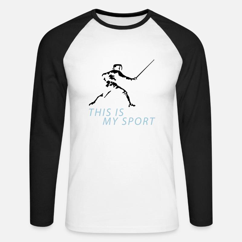 fechten_122012_b_2c - Unisex Baseballshirt langarm - Weiß/Schwarz