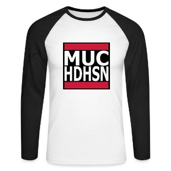 MUC München HDHSN Haidhausen on white - Unisex Baseballshirt langarm - Weiß/Schwarz - Vorne - Nik (191cm)