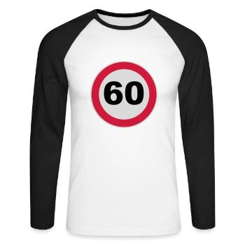 60. Geburtstag 60 Runder Geburtstag rund 3c - Unisex Baseballshirt langarm - Weiß/Schwarz - Vorne - Nik (191cm)