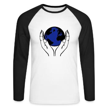 monde dans les mains - T-shirt baseball manches longues Homme - blanc/noir - Devant - Nik (191cm)