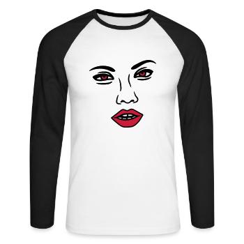 woman sexy nose face head female girl girl - Unisex Long Sleeve Baseball T-Shirt - white/black - Front - Nik (191cm)