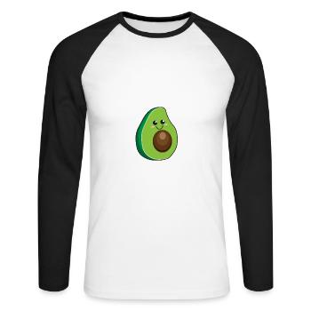 Avocado Avo Partner Paar Freunde - Geschenkidee - Unisex Baseballshirt langarm - Weiß/Schwarz - Vorne - Nik (191cm)