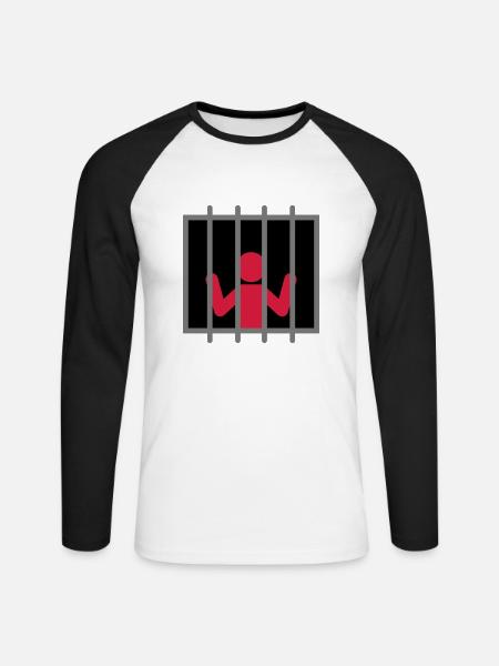 Captive Man - Unisex Long Sleeve Baseball T-Shirt - white/black