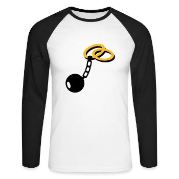 Mariage Bagues - T-shirt baseball manches longues Homme - blanc/noir - Devant - Nik (191cm)