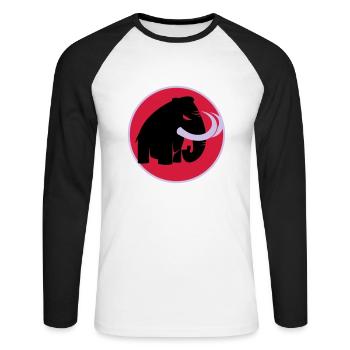 angry mammoth böses Mammut - Unisex Baseballshirt langarm - Weiß/Schwarz - Vorne - Nik (191cm)