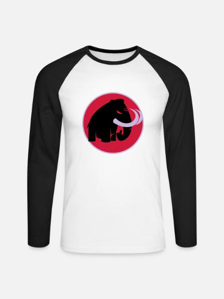 angry mammoth böses Mammut - Unisex Baseballshirt langarm - Weiß/Schwarz